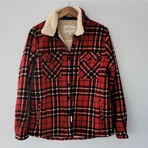 Soho threads shaket plaid red womens size large
